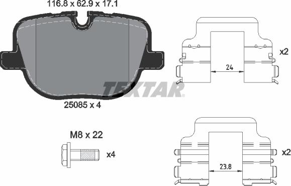 Textar 2508501 - Bremžu uzliku kompl., Disku bremzes ps1.lv