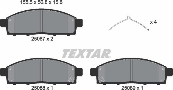 Textar 2508703 - Bremžu uzliku kompl., Disku bremzes ps1.lv