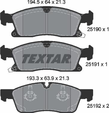 Textar 2519001 - Bremžu uzliku kompl., Disku bremzes ps1.lv