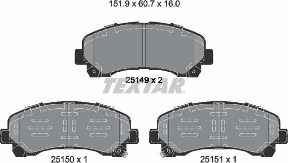 Textar 2514904 - Bremžu uzliku kompl., Disku bremzes ps1.lv