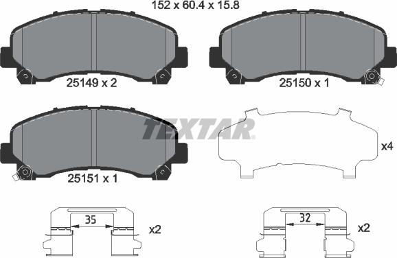 Textar 2514901 - Bremžu uzliku kompl., Disku bremzes ps1.lv