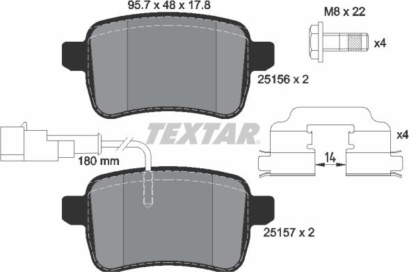 Textar 2515601 - Bremžu uzliku kompl., Disku bremzes ps1.lv