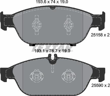 Textar 2515803 - Bremžu uzliku kompl., Disku bremzes ps1.lv