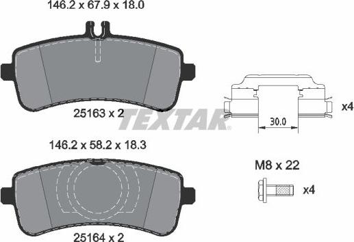 Textar 2516305 - Bremžu uzliku kompl., Disku bremzes ps1.lv