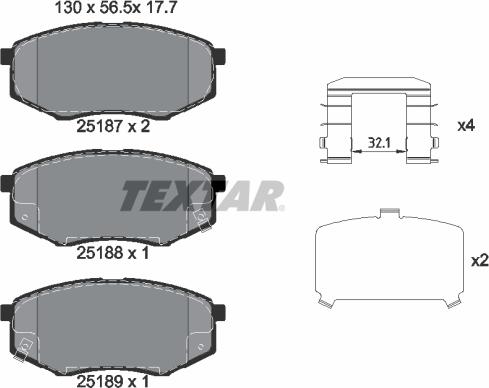 Textar 2518701 - Bremžu uzliku kompl., Disku bremzes ps1.lv