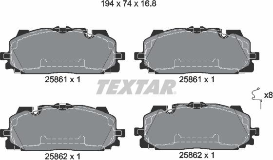 Textar 2586101 - Bremžu uzliku kompl., Disku bremzes ps1.lv