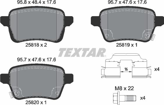 Textar 2581802 - Bremžu uzliku kompl., Disku bremzes ps1.lv