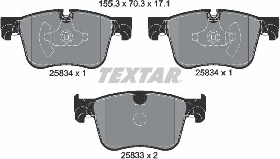 Textar 2583401 - Bremžu uzliku kompl., Disku bremzes ps1.lv