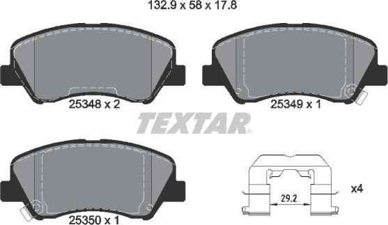 Textar 2534801 - Bremžu uzliku kompl., Disku bremzes ps1.lv