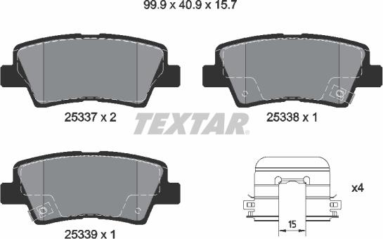 Textar 2533707 - Bremžu uzliku kompl., Disku bremzes ps1.lv