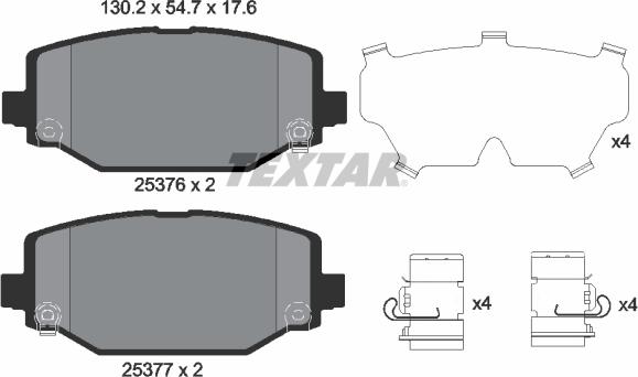 Textar 2537601 - Bremžu uzliku kompl., Disku bremzes ps1.lv