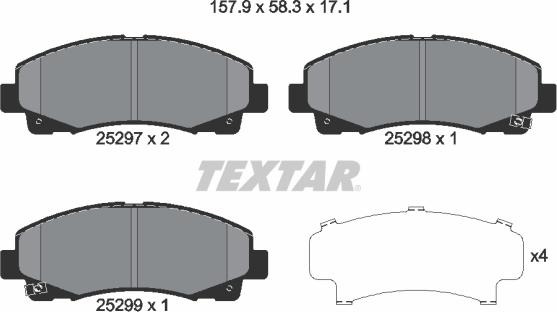 Textar 2529701 - Bremžu uzliku kompl., Disku bremzes ps1.lv