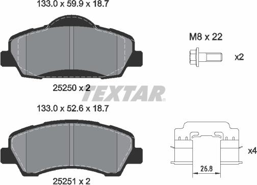 Textar 2525004 - Bremžu uzliku kompl., Disku bremzes ps1.lv