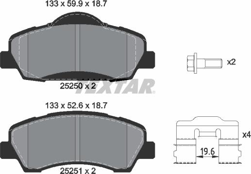 Textar 2525001 - Bremžu uzliku kompl., Disku bremzes ps1.lv