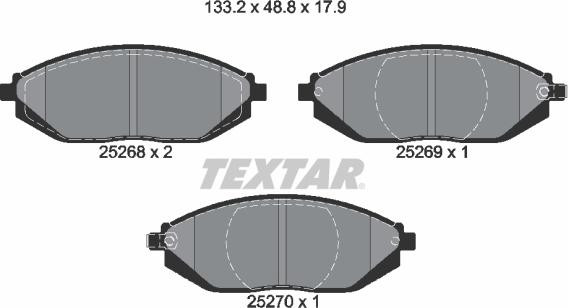 Textar 2526801 - Bremžu uzliku kompl., Disku bremzes ps1.lv