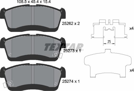 Textar 2526201 - Bremžu uzliku kompl., Disku bremzes ps1.lv