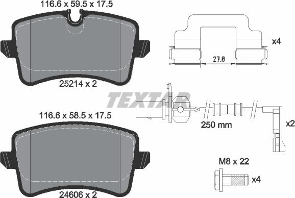 Textar 2521404 - Bremžu uzliku kompl., Disku bremzes ps1.lv