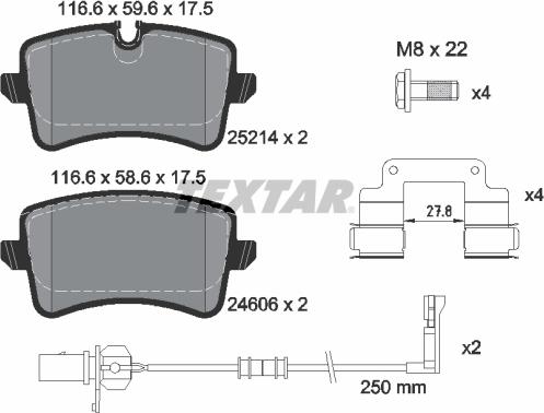 Textar 2521405 - Bremžu uzliku kompl., Disku bremzes ps1.lv