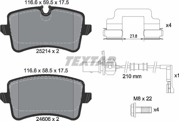 Textar 2521413 - Bremžu uzliku kompl., Disku bremzes ps1.lv