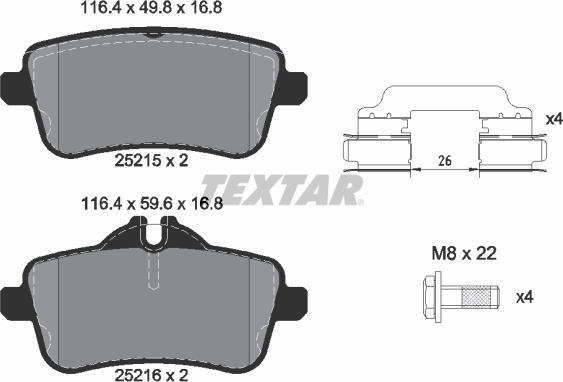 Textar 2521509 - Bremžu uzliku kompl., Disku bremzes ps1.lv