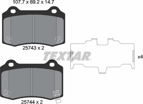 Textar 2574301 - Bremžu uzliku kompl., Disku bremzes ps1.lv