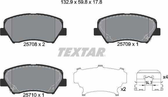 Textar 2570801 - Bremžu uzliku kompl., Disku bremzes ps1.lv