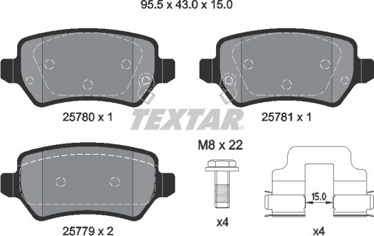 Textar 2578001 - Bremžu uzliku kompl., Disku bremzes ps1.lv