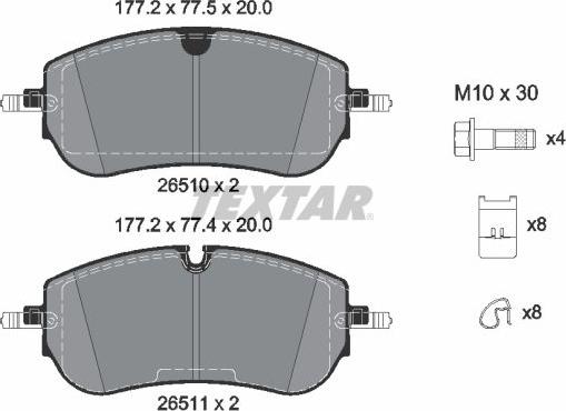 Textar 2651001 - Bremžu uzliku kompl., Disku bremzes ps1.lv