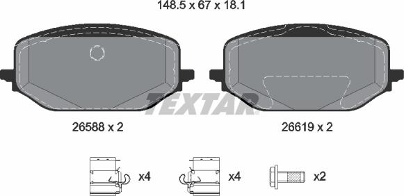 Textar 2658801 - Bremžu uzliku kompl., Disku bremzes ps1.lv