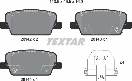 Textar 2614201 - Bremžu uzliku kompl., Disku bremzes ps1.lv