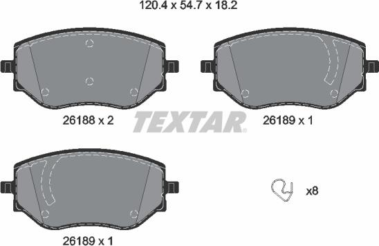 Textar 2618801 - Bremžu uzliku kompl., Disku bremzes ps1.lv