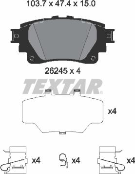 Textar 2624501 - Bremžu uzliku kompl., Disku bremzes ps1.lv