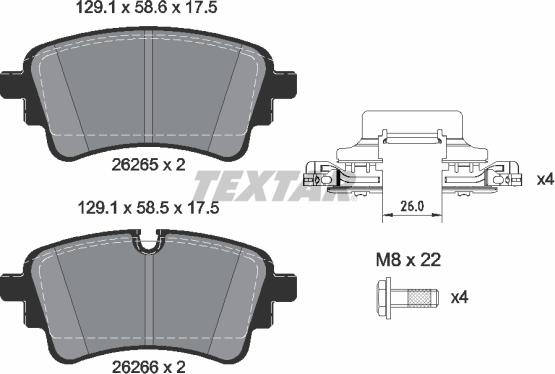 Textar 2626501 - Bremžu uzliku kompl., Disku bremzes ps1.lv