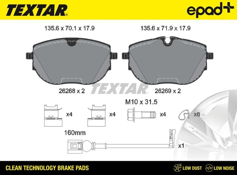 Textar 2626801CP - Bremžu uzliku kompl., Disku bremzes ps1.lv