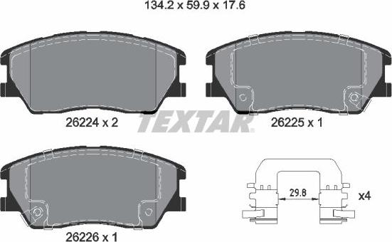 Textar 2622401 - Bremžu uzliku kompl., Disku bremzes ps1.lv