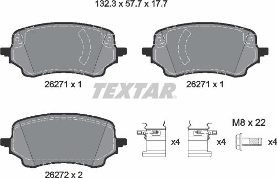 Textar 2627101 - Bremžu uzliku kompl., Disku bremzes ps1.lv