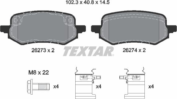 Textar 2627301 - Bremžu uzliku kompl., Disku bremzes ps1.lv