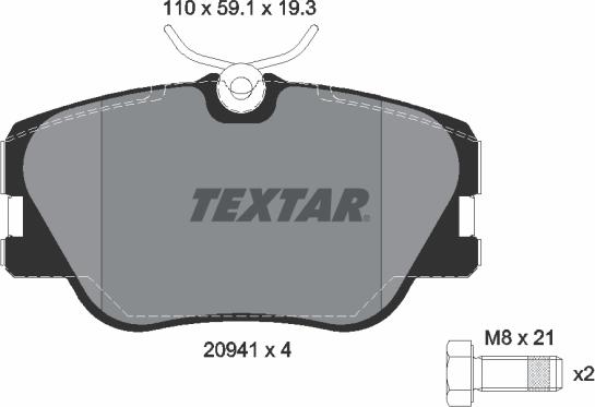 Textar 2094102 - Bremžu uzliku kompl., Disku bremzes ps1.lv