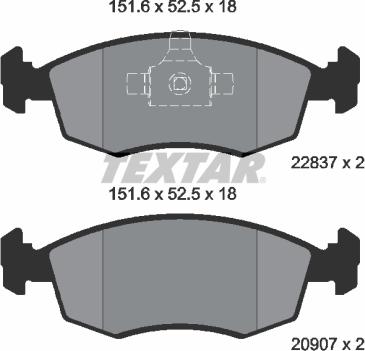 Textar 2090704 - Bremžu uzliku kompl., Disku bremzes ps1.lv