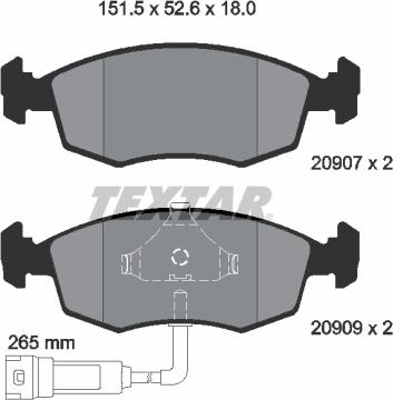 Textar 2090702 - Bremžu uzliku kompl., Disku bremzes ps1.lv