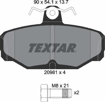 Textar 2098101 - Bremžu uzliku kompl., Disku bremzes ps1.lv