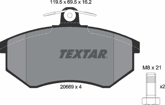 Textar 2066904 - Bremžu uzliku kompl., Disku bremzes ps1.lv