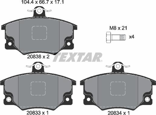 Textar 2083302 - Bremžu uzliku kompl., Disku bremzes ps1.lv