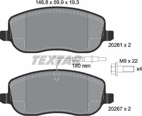 Textar 89008800 - Bremžu komplekts, Disku bremzes ps1.lv