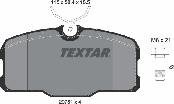 Textar 2075101 - Bremžu uzliku kompl., Disku bremzes ps1.lv