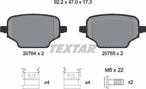 Textar 2076401 - Bremžu uzliku kompl., Disku bremzes ps1.lv