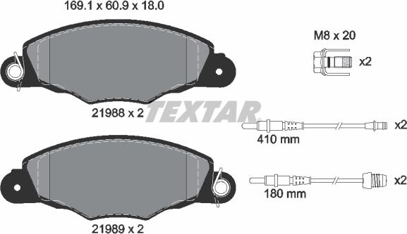 Textar 2198804 - Bremžu uzliku kompl., Disku bremzes ps1.lv