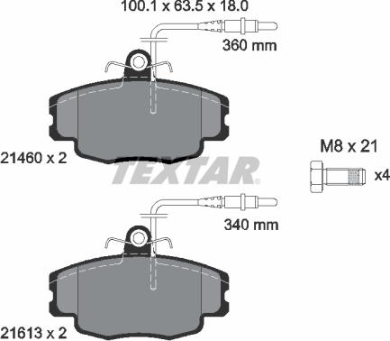 Textar 2146002 - Bremžu uzliku kompl., Disku bremzes ps1.lv