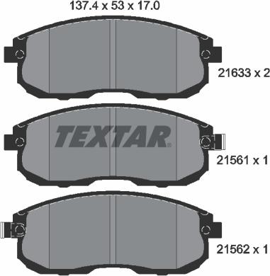 Textar 2156101 - Bremžu uzliku kompl., Disku bremzes ps1.lv