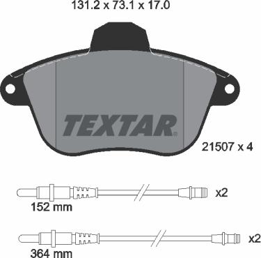 Textar 2150701 - Bremžu uzliku kompl., Disku bremzes ps1.lv